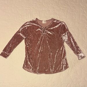 Ella Moss Blush Velvet Lace-Up Top